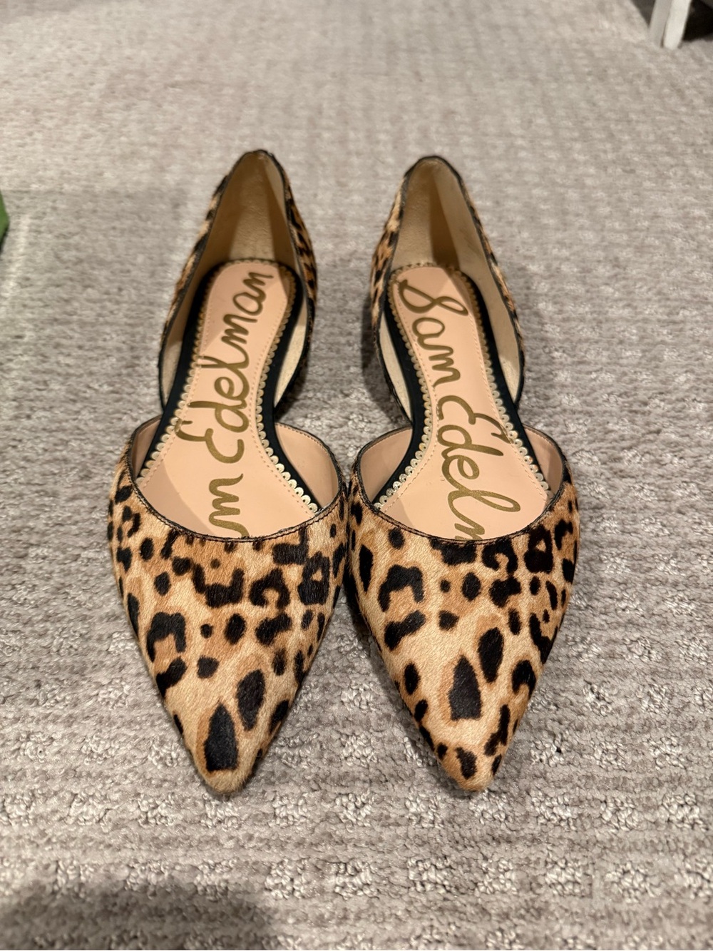 Sam Edelman Leopard-Print Pointed D'Orsay Flats in Brown and Black 8.5 womens